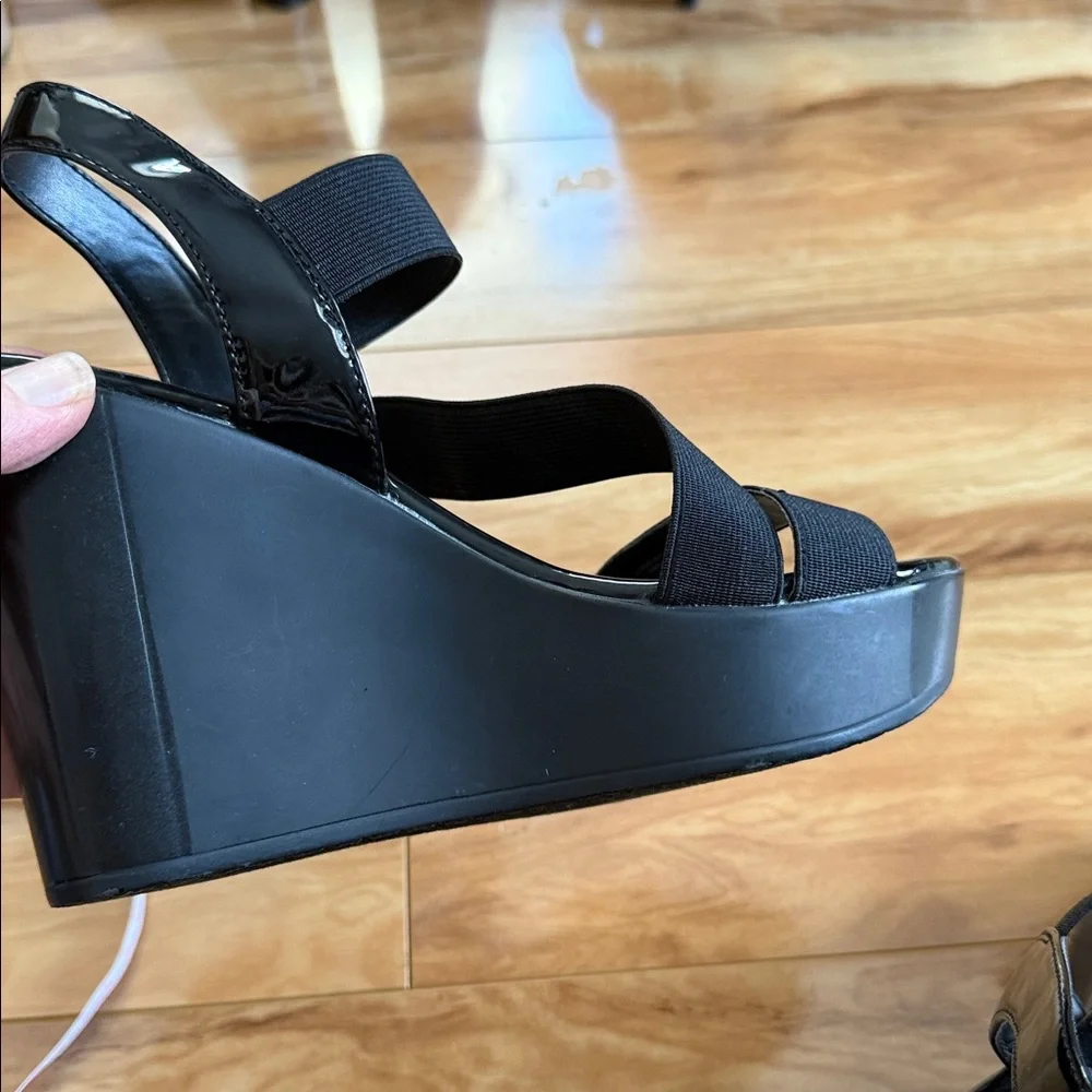 Charles by charles david Glossy Black Wedge Sandals - Picture 6 of 10